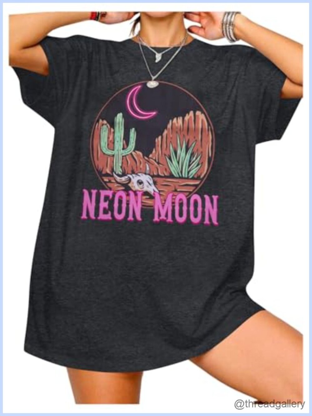 Cotton Blend Country Music Graphic Tee Oversized Crew Neck